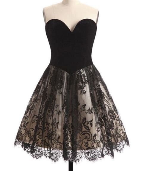 A Line Black Sweetheart Lace Short Homecoming Dress Party Dresses On