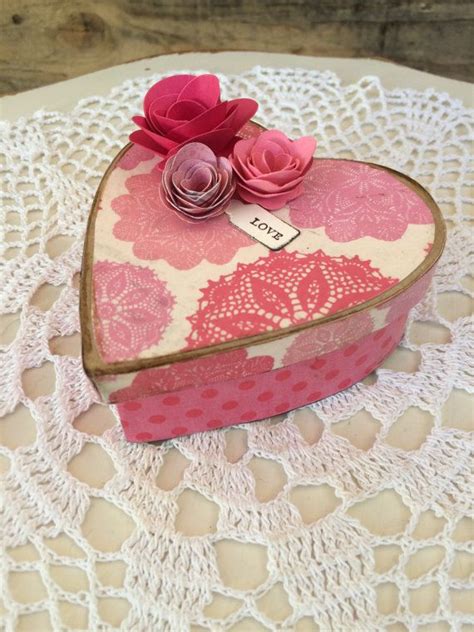 Small Paper Mache Valentine Heart Box Etsy Valentine Heart Box