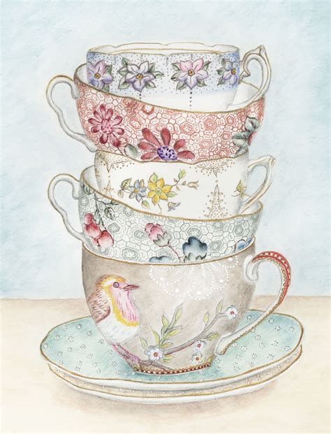 High Tea Karen Backus Framed Or Unframed Print Tea Cup Art Tea Art