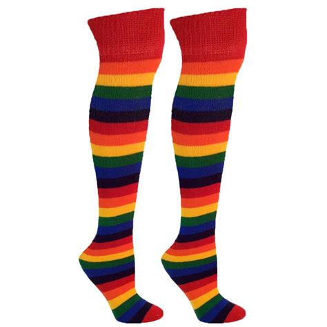 Rainbow Thigh High Socks Rainbow Knee High Socks Pride Socks By Mato And Hash Rainbow Thigh