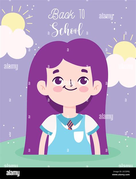 Back To School Student Girl Elementary Education Cartoon Poster Vector