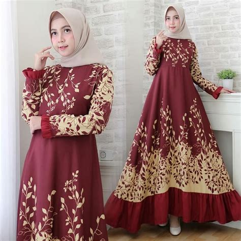 Sifat kain sifon yang mudah 'jatuh' akan membuat penampilanmu saat berjalan menjadi menarik. Model Baju Gamis Motif Cantik Modern Terbaru | RYN Fashion