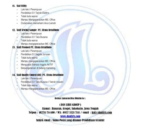 Korin technomic merupakan perusahaan yang bergerak dibidang pembuatan outsole sepatu dan aksesoris sepatu. Lowongan Kerja PT. Dan Liris Berbagai Posisi D3-S1 ...