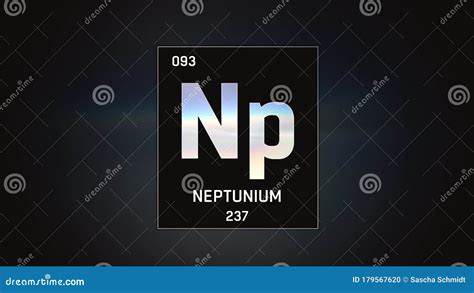 Neptunium As Element 93 Of The Periodic Table 3d Illustration On Grey