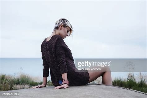 Side View Of Woman Sitting Leaning Back On Hands Odessa Odeska Oblast