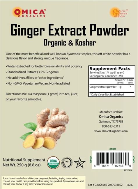 Ginger Extract Powder 35 Gingerol Organic And Kosher 250 G 1 Kg
