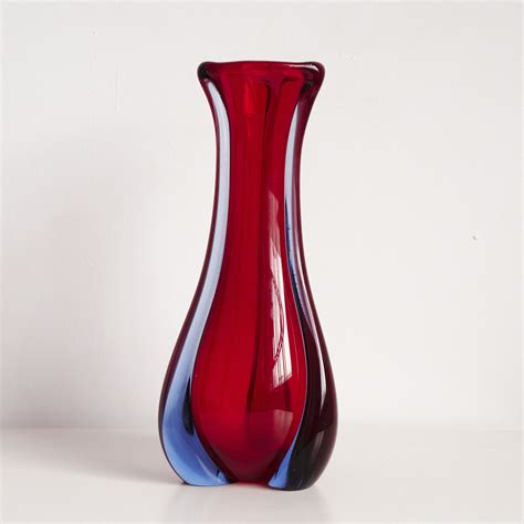 Glass Red Vase Czechoslovakia 1960s 227766