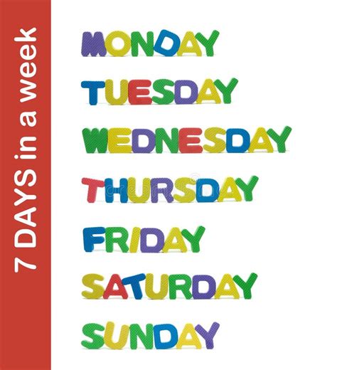 7 Days In A Week Letter Stock Illustration Illustration Of Saturday