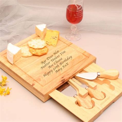 Personalised Wooden Cheese Board Set With Knives Personalized Cheese