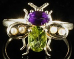 ANTIQUE SUFFRAGETTE BEE RING - 18CT GOLD AND SILVER PERIDOT AMETHYST ...