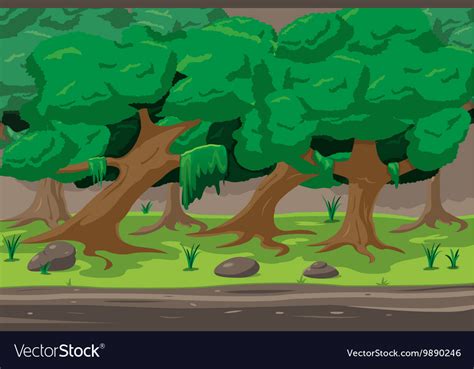 Forest Cartoon Outdoor Background Design Vector Image
