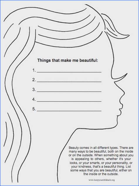 Printable Self Esteem Worksheets For Teens