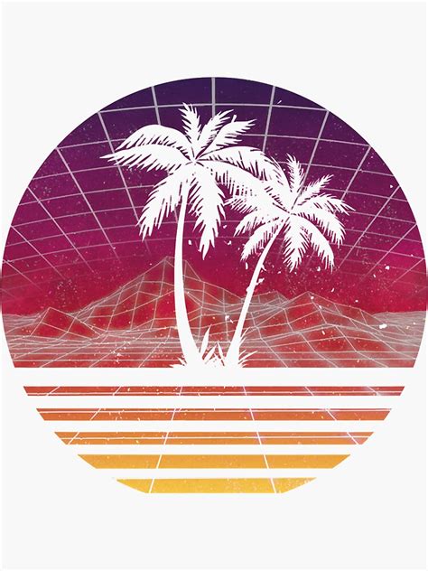 Modern Retro 80s Outrun Sunset Palm Tree Silhouette Original