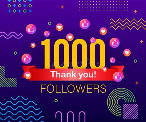 1000 Followers Vector Post 1k Celebration One Thousand Subscribers