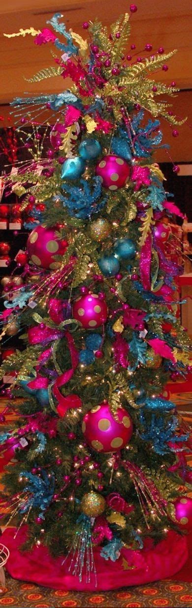 This tinsel tree brings a whole new dimension to your seasonal decorating scheme. Teal and Hot Pink Christmas Tree | Pink christmas tree ...