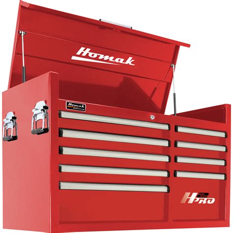 Homak H2pro 41in 9 Drawer Top Tool Chest — Red 41 18inw X 21 34in