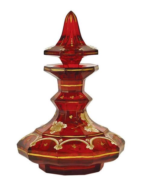 Bohemian Ruby Glass Perfume Bottle With Enamel And Gilt Decoration Scent Bottles Costume