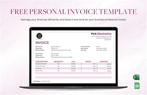 Free Personal Invoice Template Download In Excel Google Sheets Template Net