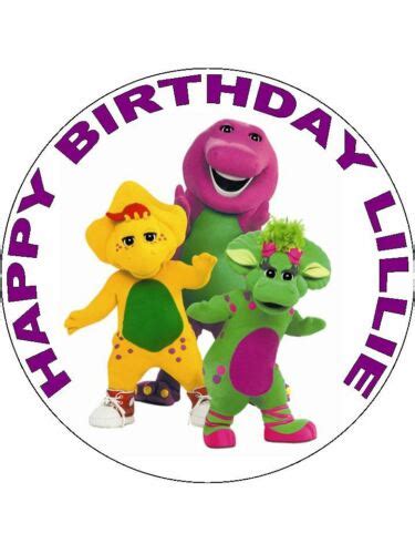 75 Barney And Friends Edible Icing Birthday Cake Topper Ebay