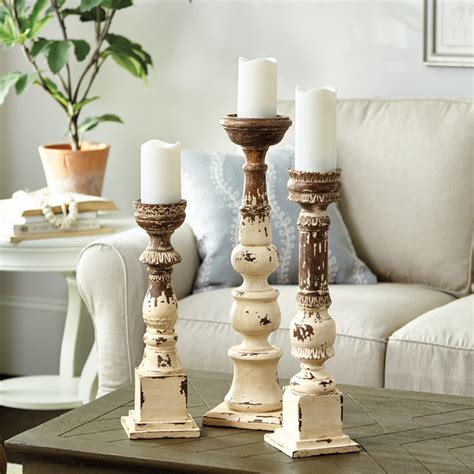 Grand Distressed Wood Candle Holder Wooden Candles Diy Candles Diy Fimo Diy Candle Holders