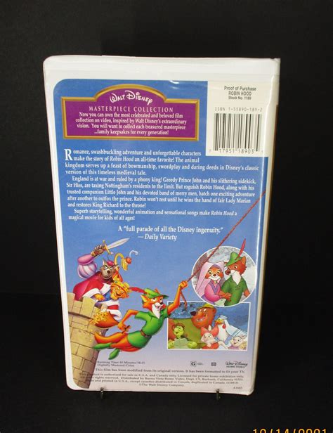 Walt Disney S Masterpiece Collection Robin Hood Vhs Tape Etsy Canada