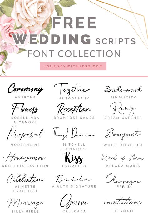 Free Font Collection Wedding Scripts Journey With Jess Inspiration For Your Creative Side