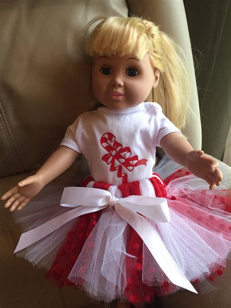 18 Doll Winterchristmascandy Cane Top And Tutu By Shelbygracedesigns