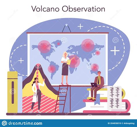 Volcanologist Concept Geologist Studying The Processes And Activity