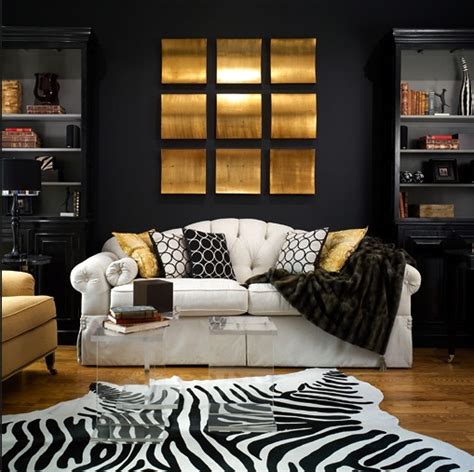 Gold & black glam luxury bedroom & living rooms goals! Black and Gold living Room - Contemporary - living room ...