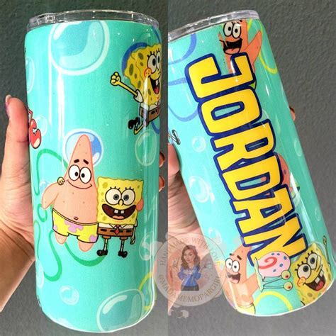 Spongebob Tumbler Stainless Steel Cup Personalizable Etsy