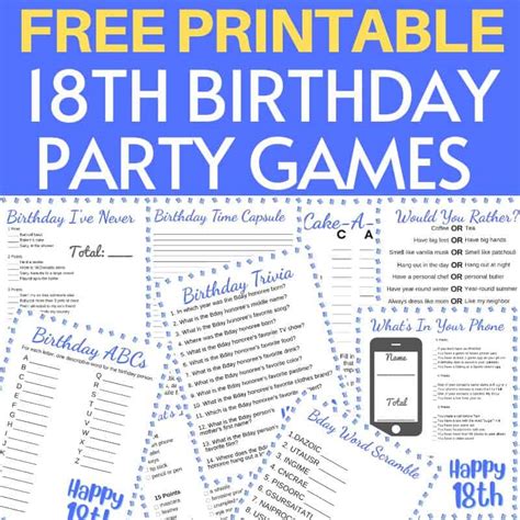 18th Birthday Party Games Free Printables Parties Made Personal