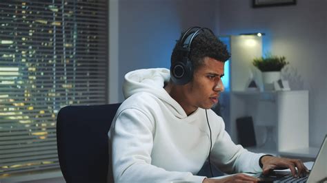 Sad Black Gamer In Headphones Lost Online Stock Footage Sbv 338530467