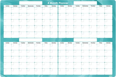 4 Month Planner Template Calendar Template Printable