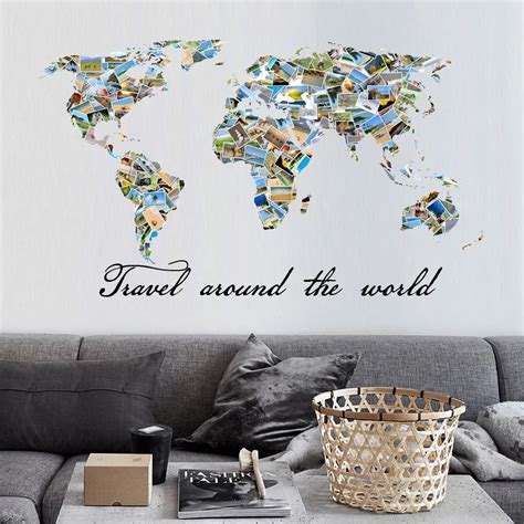 Travel Map World Geography Wall Stickers Living Room Bedroom Removable