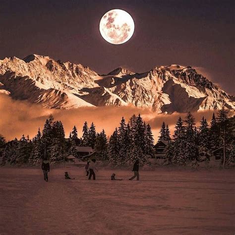 Nov 2016 Mountain Landscape Photography Beautiful Moon Nature