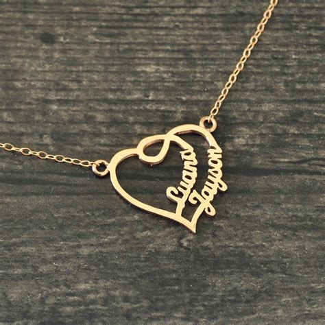 Personalized Heart Name Necklace Couples Name Necklace Name Heart