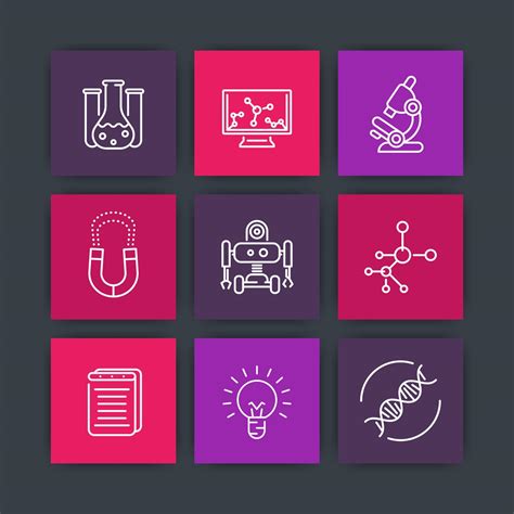 Science Line Icons Research Laboratory Study Chemistry Physics