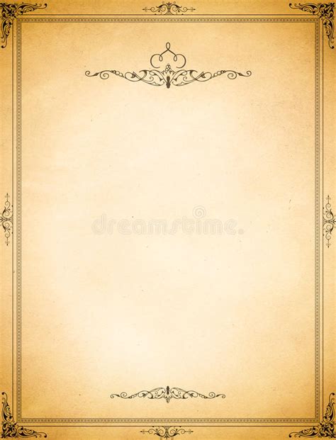 Old Paper Backdrop With Decorative Vintage Border Stock Image Image