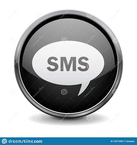 Black Round 3d Button Sms Text Message Sign Stock Vector