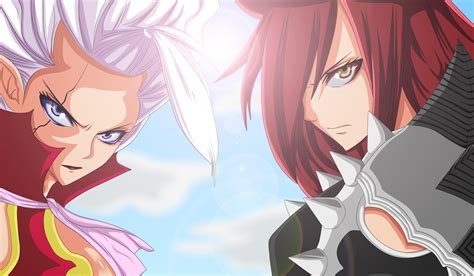 Hd Fairy Tail Erza Scarlet Mirajane Strauss Face Anime