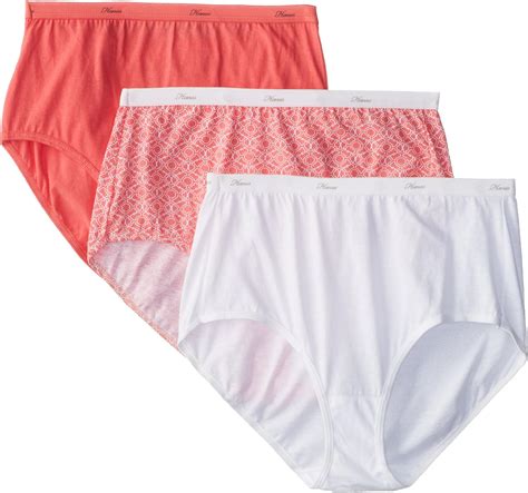 Hanes Womens 3 Pack Cotton Brief Panty Assorted 8 Amazonca