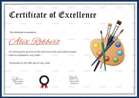 Painting Award Certificate Design Template In Psd Word