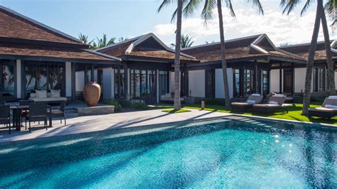 Five Bedroom Pool Villa Exterior Tall Palm Trees Around Outdoor
