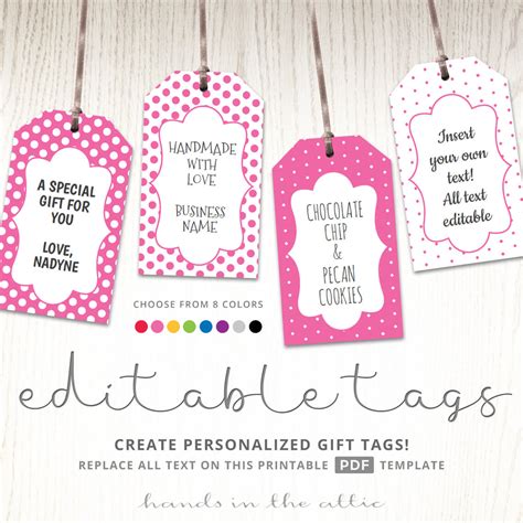 Printable Favor Tags Polka Dot Labels Editable Template Hands In