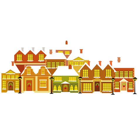 Cartoon House Christmas A Row Of Houses Png Download