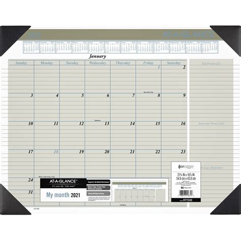 At A Glance Executive Monthly Calendar Desk Pad