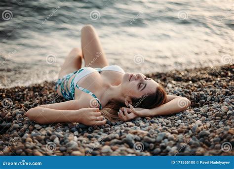 Attractive Girl Lying On Beach Stock Photo Image Of Model Holiday