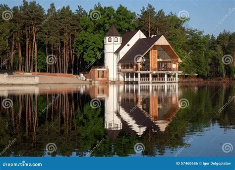 Forest Home At The Lake Day Light Stock Photo Image Of Landscape