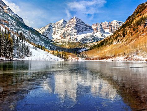 Icy Lake Maroon Bells Landscape Fine Art Photo By Andrew Prokos