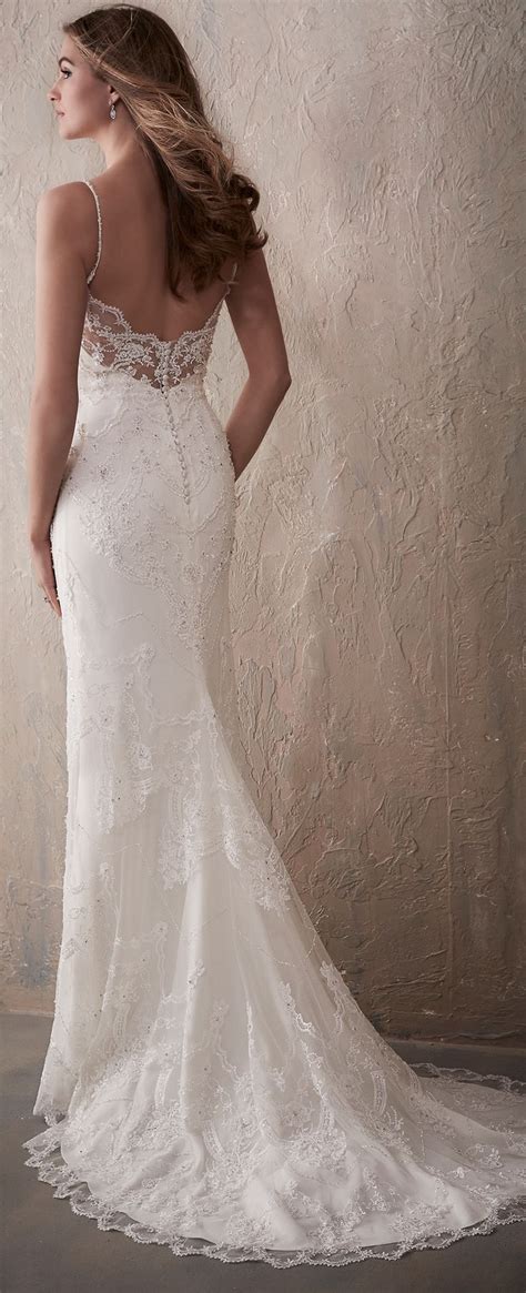Lace Low Back Fitted Wedding Dress By Adrianna Papell Platinum
